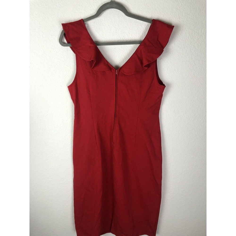 LOVE SQUARED Women's Red Sleeveless Below The Knee Sheath Party Dress Juniors 1X - Picture 4 of 7